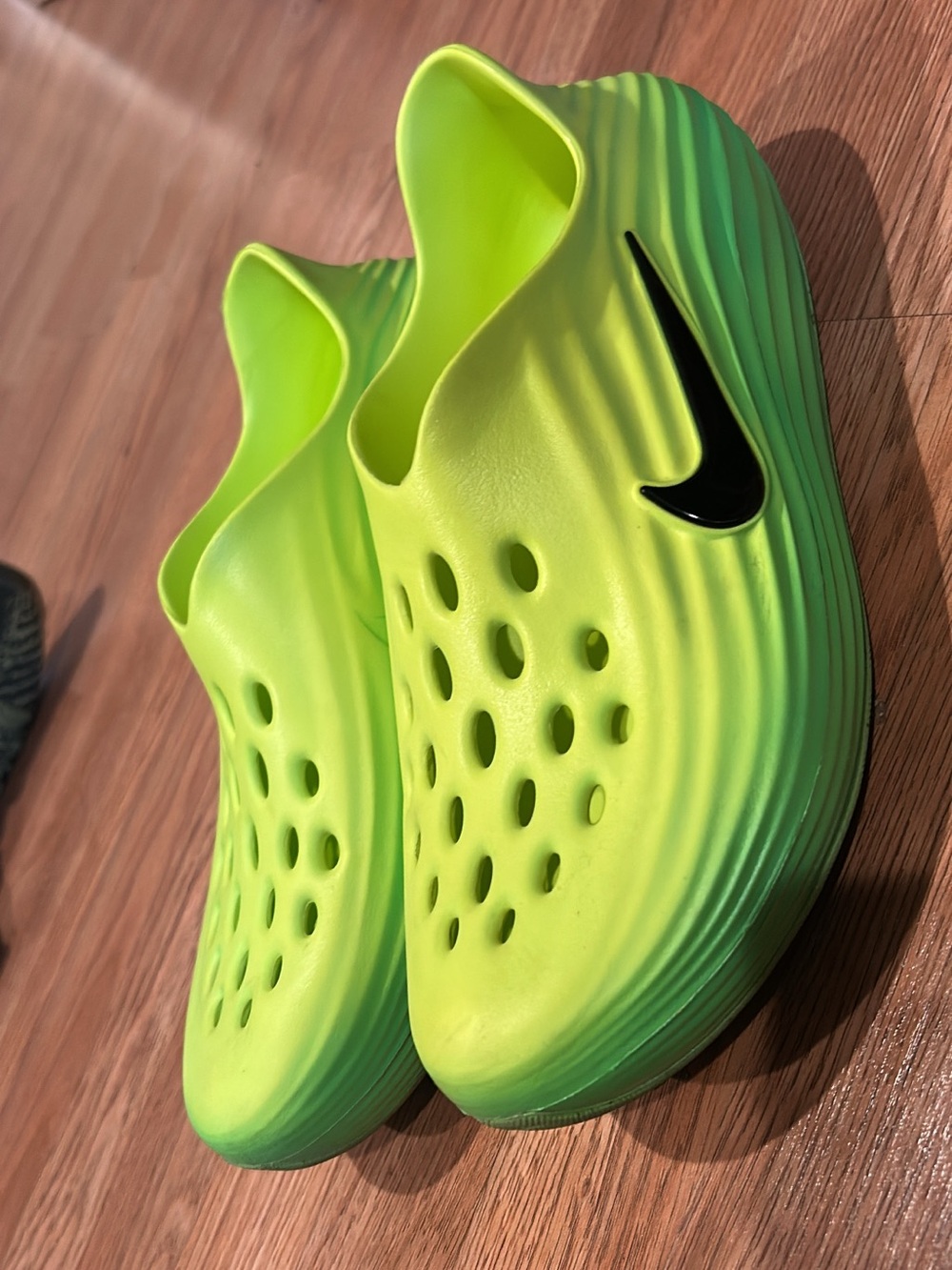 Nike Kids Neon Lime Slip-On Clog with Black Swoosh